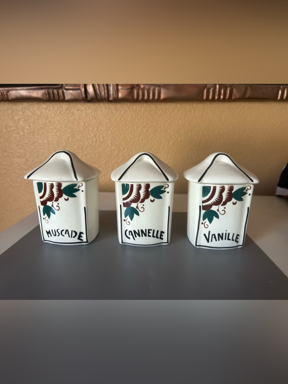 Vintage French art deco spice Cannisters